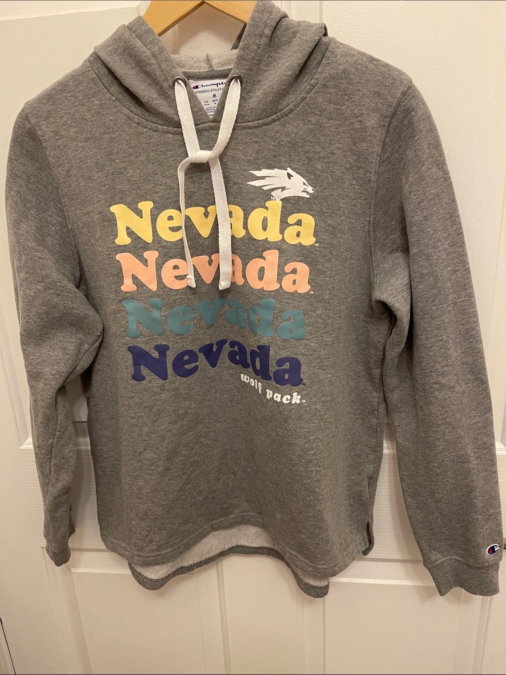 Champion UNR Nevada Multi-Color Graphic Gray Hoodie    Size M